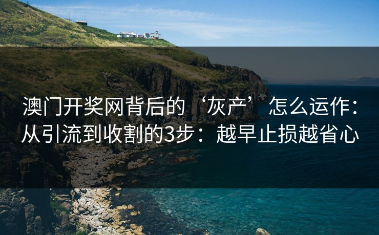 澳门开奖网背后的‘灰产’怎么运作：从引流到收割的3步：越早止损越省心