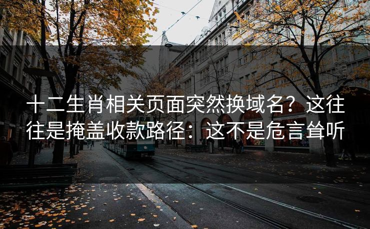 十二生肖相关页面突然换域名？这往往是掩盖收款路径：这不是危言耸听