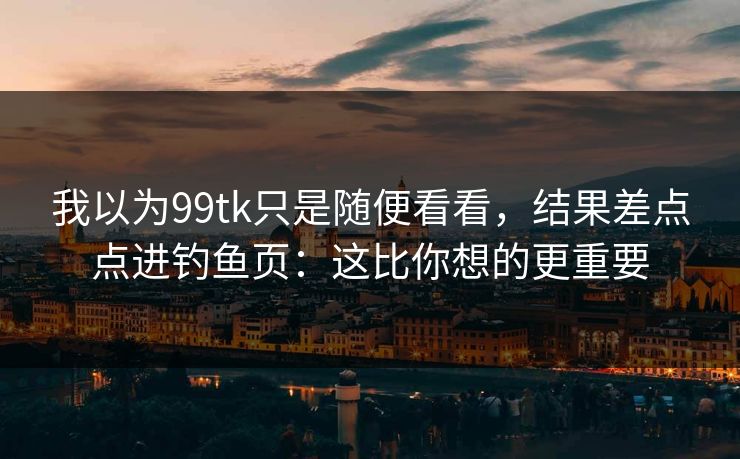 我以为99tk只是随便看看，结果差点点进钓鱼页：这比你想的更重要