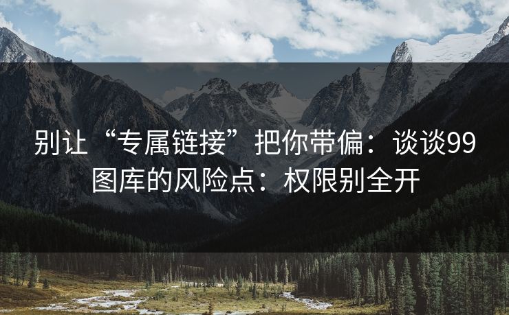 别让“专属链接”把你带偏：谈谈99图库的风险点：权限别全开